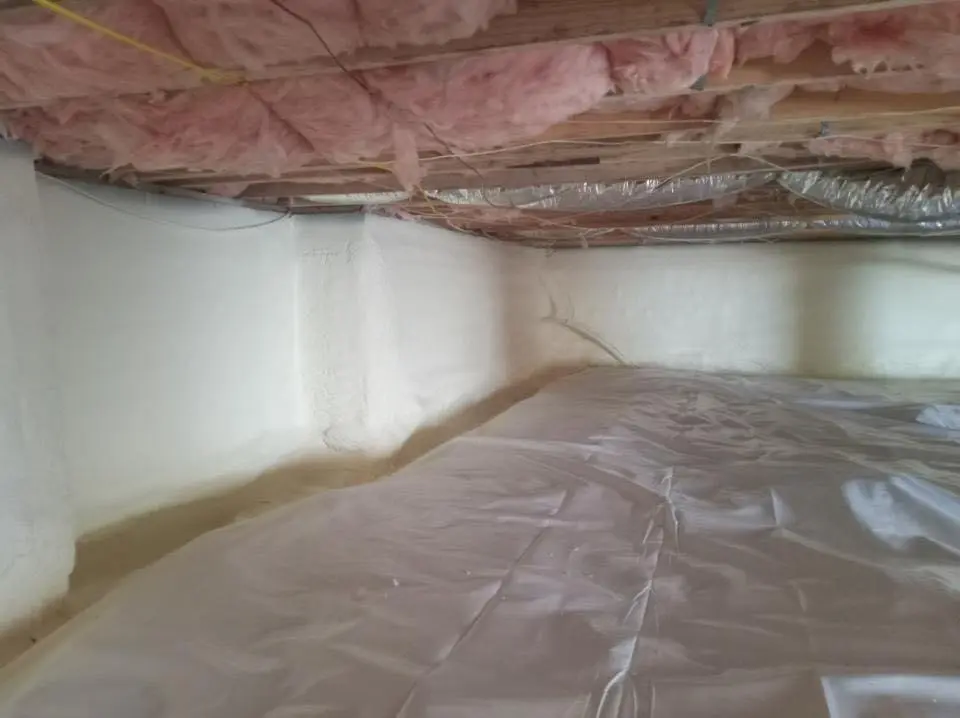 Crawl space encapsulation with closed-cell spray foam for Commercial Roof Restoration in Northridge